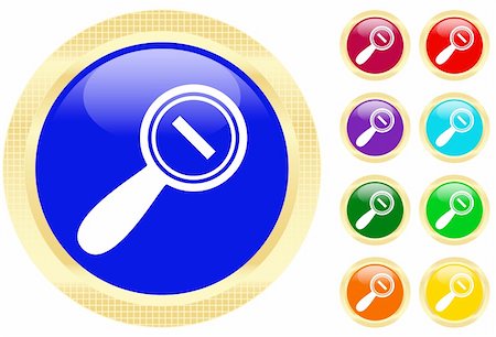 simsearch:400-04379190,k - Icon of magnifying glass on shiny buttons Stock Photo - Budget Royalty-Free & Subscription, Code: 400-04568614