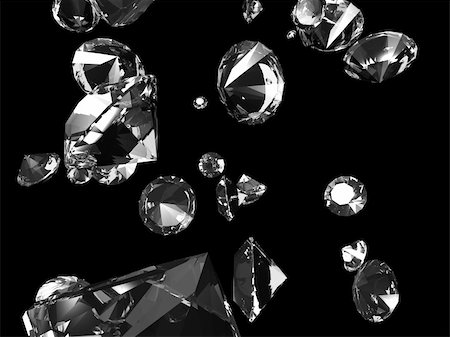 3d rendered illustration of shiny diamonds on a black background Stock Photo - Budget Royalty-Free & Subscription, Code: 400-04568799