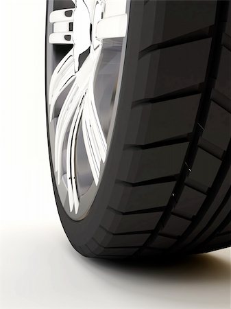 simsearch:400-05358730,k - Brand new tire, 3d rendering of car wheel, isolated on white. Foto de stock - Royalty-Free Super Valor e Assinatura, Número: 400-04568977