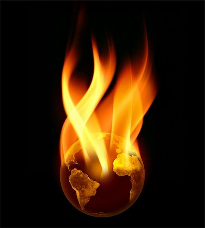 Burning Earth in Flames on Black Background Photographie de stock - Aubaine LD & Abonnement, Code: 400-04569074