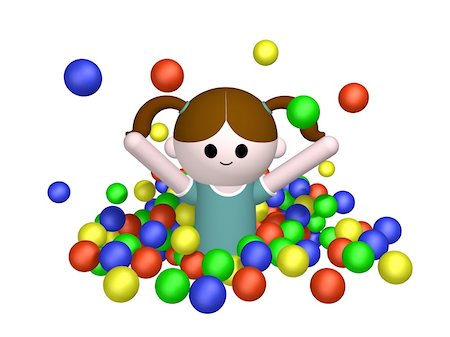 3D illustration of a girl playing in a pool of plastic balls Stock Photo - Budget Royalty-Free & Subscription, Code: 400-04569397