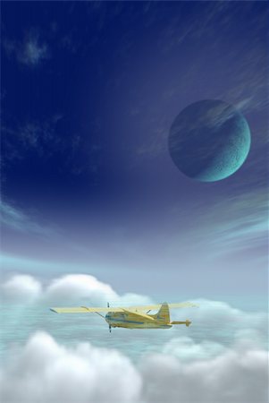 simsearch:846-03163644,k - A yellow plane flying high in the sky Stock Photo - Budget Royalty-Free & Subscription, Code: 400-04569572