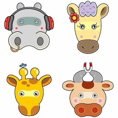 A group of happy animal face, Vector file of animals. Stock Photo - Budget Royalty-Free & Subscription, Code: 400-04560543