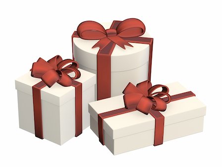 simsearch:400-06080917,k - Three boxes with gifts, fastened by tapes. Object over white Stock Photo - Budget Royalty-Free & Subscription, Code: 400-04560869