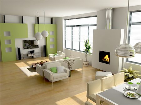 simsearch:400-06076348,k - modern interior design (privat apartment 3d rendering) Stock Photo - Budget Royalty-Free & Subscription, Code: 400-04560922