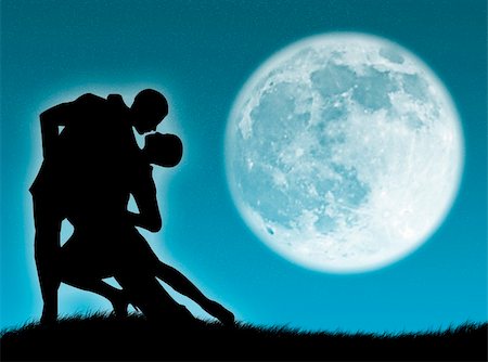 Couple dancing a tango in the moonlight Stock Photo - Budget Royalty-Free & Subscription, Code: 400-04560933