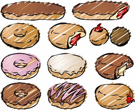 profiterol - Various donut pastries rough sketchy illustration Foto de stock - Super Valor sin royalties y Suscripción, Código: 400-04561022