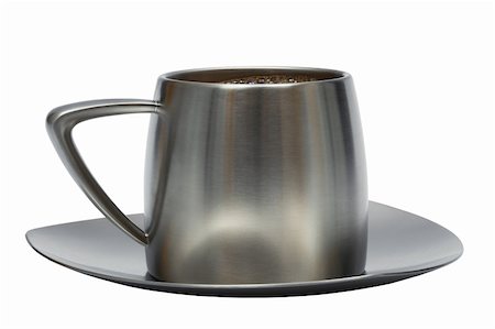 simsearch:400-04305840,k - Coffee in a metal cup on a white background Foto de stock - Super Valor sin royalties y Suscripción, Código: 400-04561093