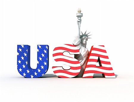 statue of liberty on the flag - Usa logo with statue of liberty- digital art work Stock Photo - Budget Royalty-Free & Subscription, Code: 400-04561186