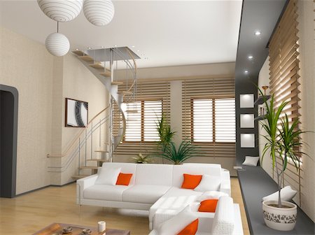 simsearch:400-04984240,k - modern interior design (privat apartment 3d rendering) Stock Photo - Budget Royalty-Free & Subscription, Code: 400-04561548