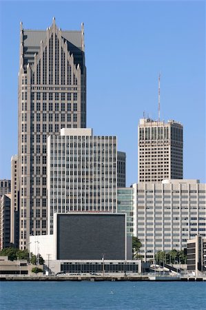 détroit - view of Detroit skyline from Windsor, Ontario Photographie de stock - Aubaine LD & Abonnement, Code: 400-04561560