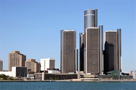 fleuve détroit - view of Detroit skyline from Windsor, Ontario Photographie de stock - Aubaine LD & Abonnement, Code: 400-04561561