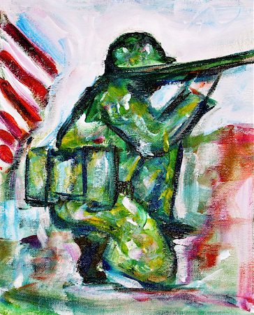 simsearch:400-08919969,k - Fine art painting of a United States soldier Foto de stock - Super Valor sin royalties y Suscripción, Código: 400-04561584