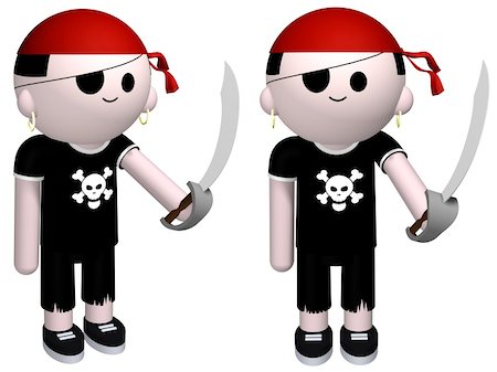 3D illustration of a boy dressed up as a pirate Stock Photo - Budget Royalty-Free & Subscription, Code: 400-04561591