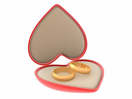 simsearch:400-04286012,k - 3d rendered illustration of a red ring case with two golden rings Stock Photo - Budget Royalty-Free & Subscription, Code: 400-04561644