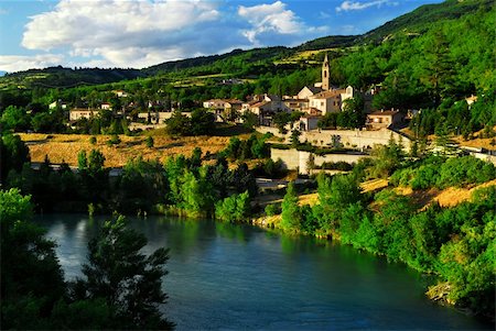 fortress cliff river - Scenic view on town of Sisteron in Provence, France Stock Photo - Budget Royalty-Free & Subscription, Code: 400-04561783