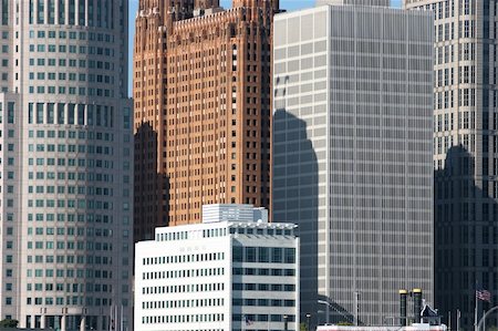 détroit - view of Detroit skyline from Windsor, Ontario Photographie de stock - Aubaine LD & Abonnement, Code: 400-04561797