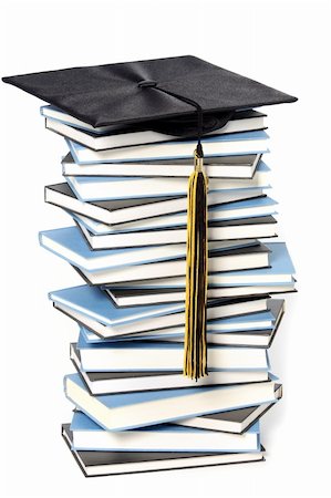 simsearch:400-05254227,k - graduation cap and books on white background Photographie de stock - Aubaine LD & Abonnement, Code: 400-04561820