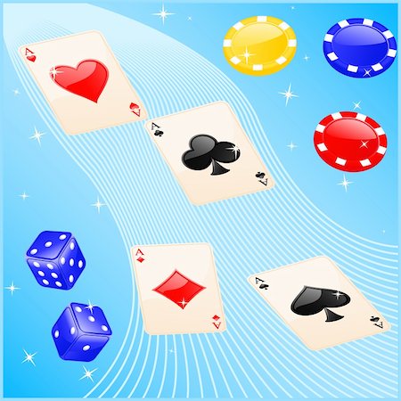simsearch:400-04273908,k - Vector illustration of casino elements: cards, chips and dice. Foto de stock - Royalty-Free Super Valor e Assinatura, Número: 400-04561941