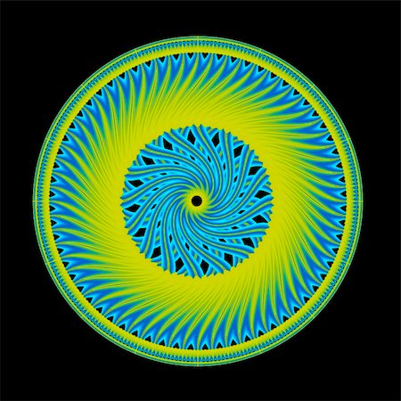 patballard (artist) - A circular fractal done in shades of green and blue floating on a black background. Stock Photo - Budget Royalty-Free & Subscription, Code: 400-04562025