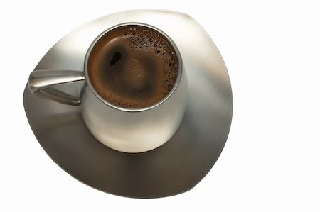 simsearch:628-02615924,k - Coffee in a metal cup on a white background Foto de stock - Royalty-Free Super Valor e Assinatura, Número: 400-04562150