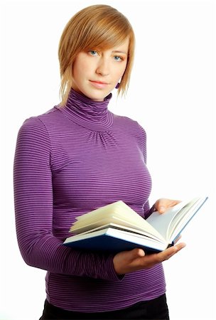attractive blonde woman reading a book Stock Photo - Budget Royalty-Free & Subscription, Code: 400-04562205