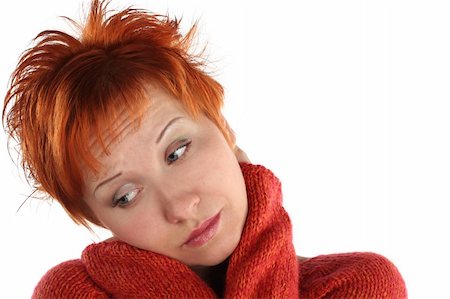 simsearch:400-05064591,k - sad red haired woman isolated on white background Stock Photo - Budget Royalty-Free & Subscription, Code: 400-04562292