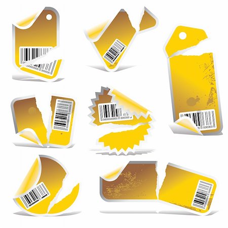 simsearch:400-05066572,k - yellow vector tag and sticker set with bar codes Foto de stock - Royalty-Free Super Valor e Assinatura, Número: 400-04562594