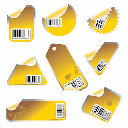 simsearch:400-05066572,k - yellow vector tag and sticker set with bar codes Foto de stock - Royalty-Free Super Valor e Assinatura, Número: 400-04562593