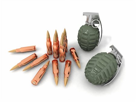 simsearch:400-07984057,k - some bullets and hand grenades on a white background Stockbilder - Microstock & Abonnement, Bildnummer: 400-04562722