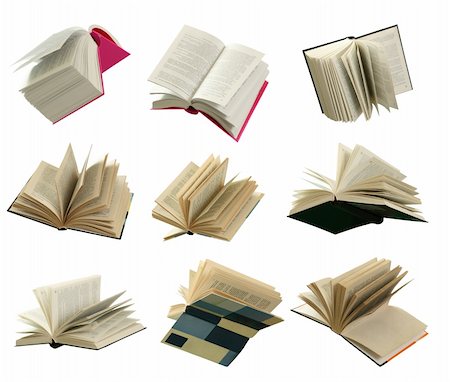 Nine opened books on white background. Fotografie stock - Microstock e Abbonamento, Codice: 400-04562784