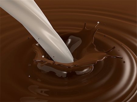 3d rendered illustration of flowing milk into molten chocolate Stock Photo - Budget Royalty-Free & Subscription, Code: 400-04562998