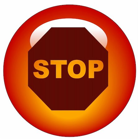 stop sign on red web button or icon Stock Photo - Budget Royalty-Free & Subscription, Code: 400-04563032