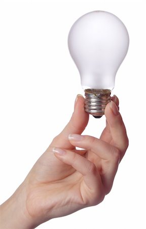 Female hand holding bulb.Isolated on white background. Foto de stock - Royalty-Free Super Valor e Assinatura, Número: 400-04563048