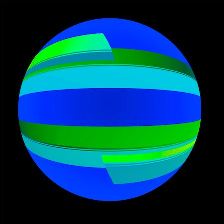 patballard (artist) - A circular abstract image done is shades of blues and greens. A blue globe wrapped in ribbon. Stock Photo - Budget Royalty-Free & Subscription, Code: 400-04563324