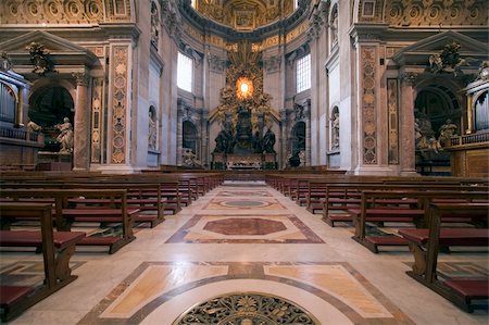 saint peter's basilica - The main altar of Saint Peter's Basilica at Vatican City in Rome, Italy. Stock Photo - Budget Royalty-Free & Subscription, Code: 400-04563410