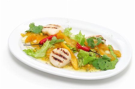 scallop, tomato - Vegetables, pepper, scallop, greens. Stock Photo - Budget Royalty-Free & Subscription, Code: 400-04563479