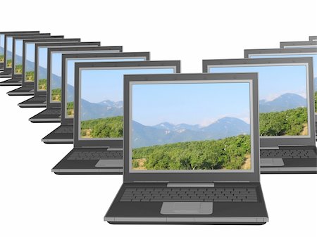 simsearch:400-04212934,k - Lot of identical new laptops. Object over white Foto de stock - Royalty-Free Super Valor e Assinatura, Número: 400-04563571