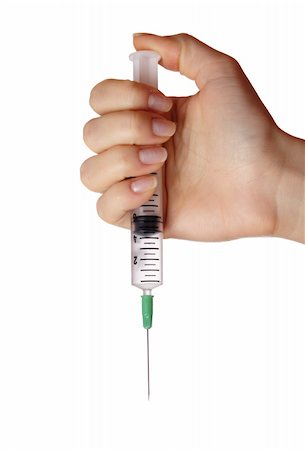 Hand holding syringe.Ioslated on white background. Foto de stock - Royalty-Free Super Valor e Assinatura, Número: 400-04563672