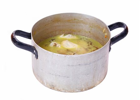 Dirty pot with soup,isolated on white background Stock Photo - Budget Royalty-Free & Subscription, Code: 400-04563693