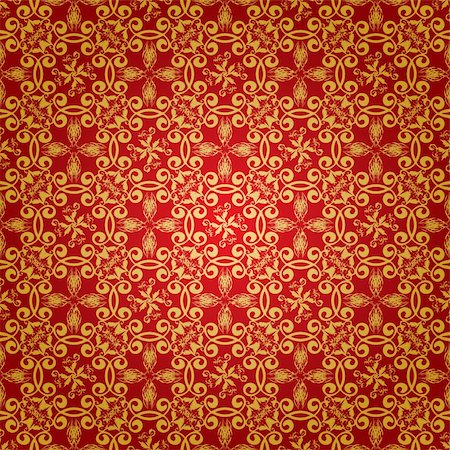simsearch:400-07657360,k - Wallpaper design in red and gold that seamlessly repeats Foto de stock - Super Valor sin royalties y Suscripción, Código: 400-04574025