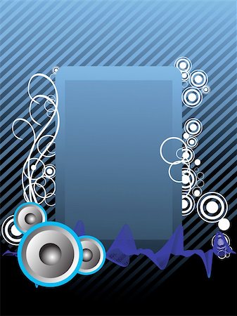 editable vector audio background and waves, blue banner Stock Photo - Budget Royalty-Free & Subscription, Code: 400-04574106