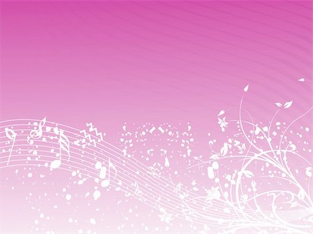 simsearch:400-04593867,k - music background with different notes an floral on the pink, banner Photographie de stock - Aubaine LD & Abonnement, Code: 400-04574110