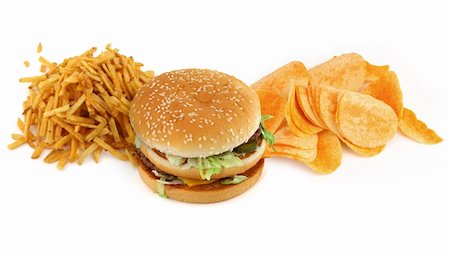 unhealthy food composition against white background Stock Photo - Budget Royalty-Free & Subscription, Code: 400-04574384