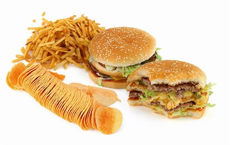 unhealthy food composition against white background Stock Photo - Budget Royalty-Free & Subscription, Code: 400-04574385