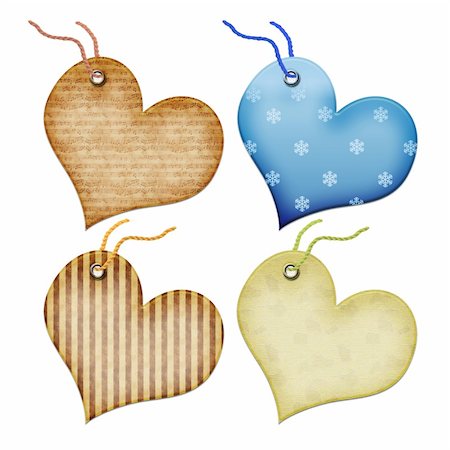 simsearch:400-04566378,k - Gift tags in the form of heart. Isolated on a white background Photographie de stock - Aubaine LD & Abonnement, Code: 400-04574483