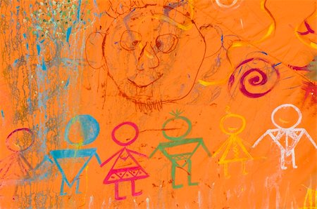 friendship symbols drawing photos - on-wall graffity symbolizing diversity and friendship between people Stock Photo - Budget Royalty-Free & Subscription, Code: 400-04574513