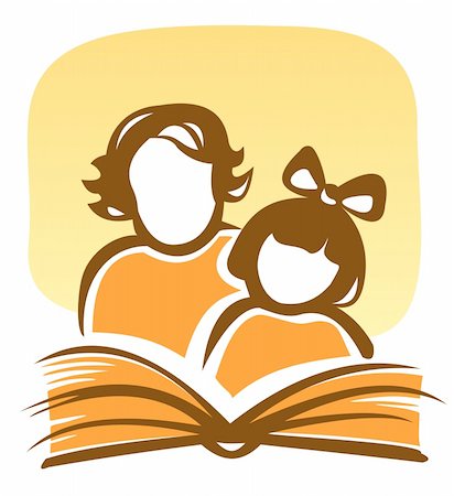 people reading books drawing - Stylized silhouettes of the girl and the woman, reading the book. Stock Photo - Budget Royalty-Free & Subscription, Code: 400-04574582