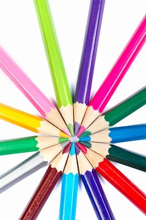 simsearch:400-03947012,k - Assortment of coloured pencils with shadow on white background Stock Photo - Budget Royalty-Free & Subscription, Code: 400-04574929