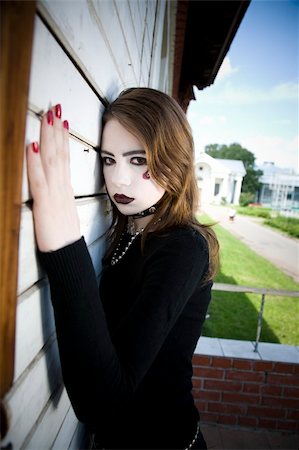 Beautiful Gothic Girl Near A Wall Stock Photo - Budget Royalty-Free & Subscription, Code: 400-04574999